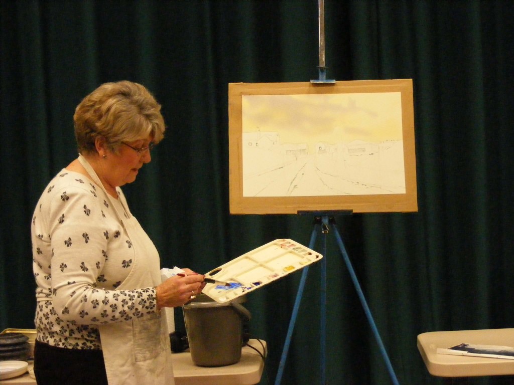 Carol Hill demonstrating watercolour