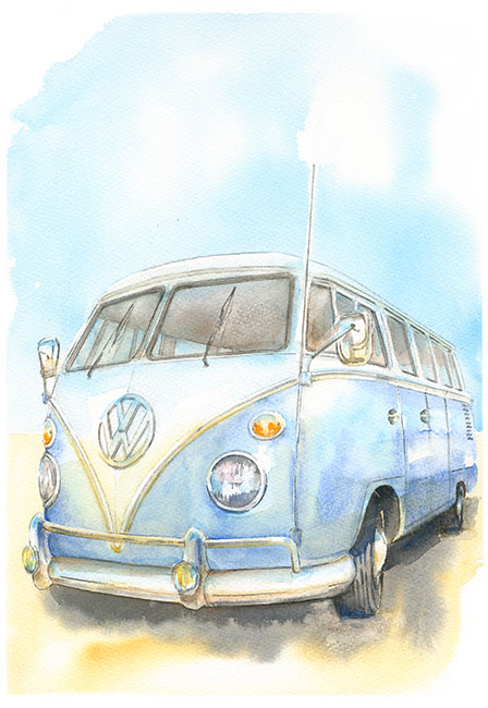 David Burchett - VW Campervan watercolour