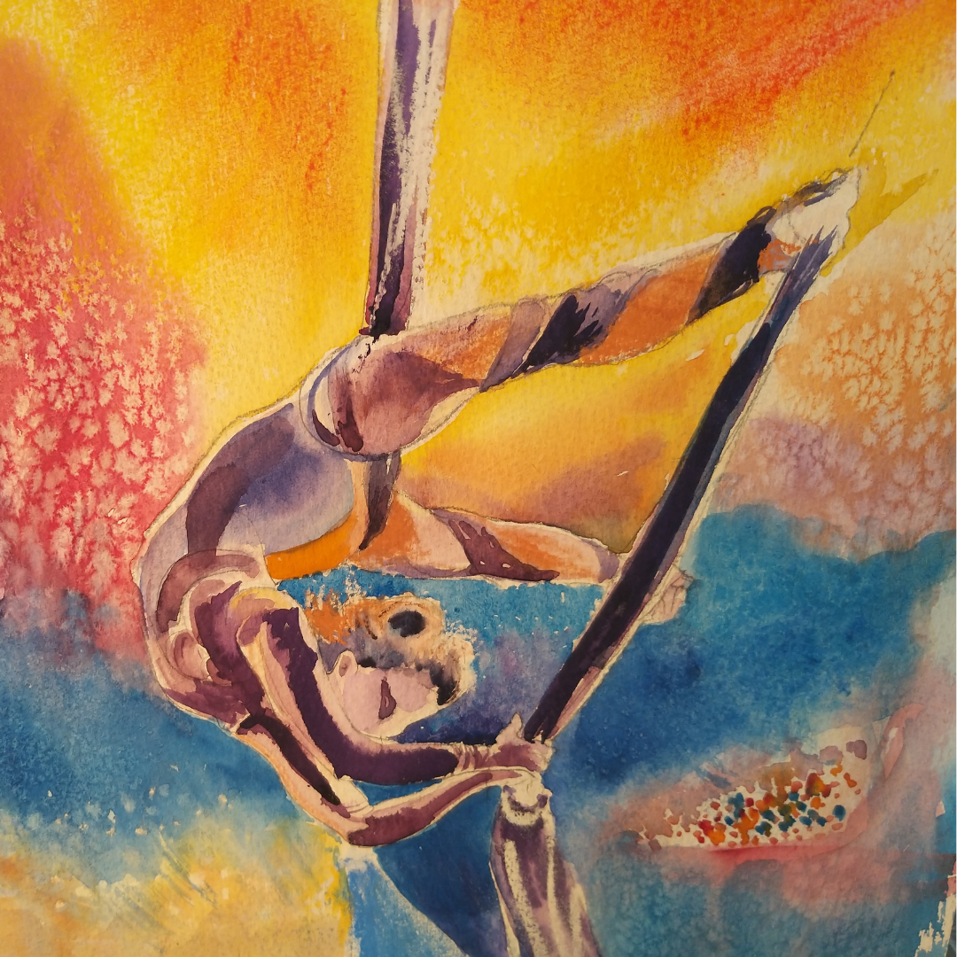 Acrobat painting by Penny Clay